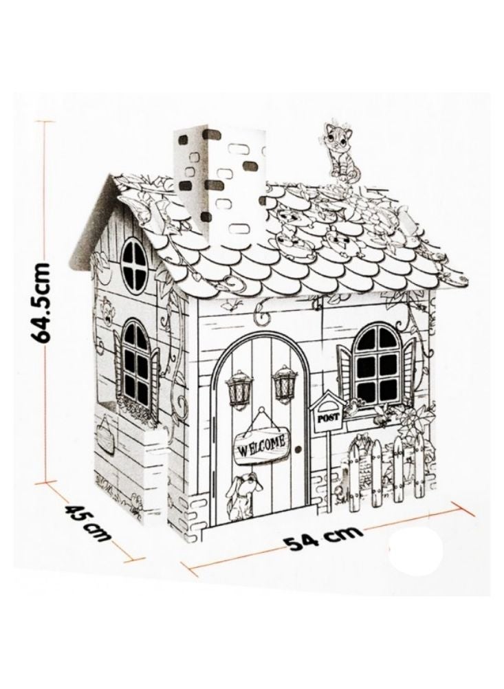 Premium Children DIY Cardboard House Painting Kit, Color-Your-Own Playhouse Craft Toy with Paint Tools for Creative Play - Image 3